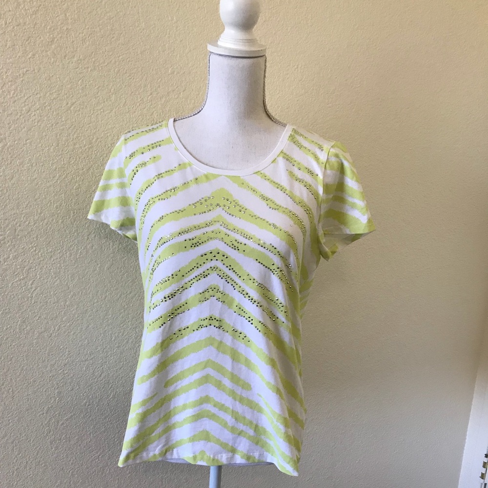 🆕NWT Chico’s Animal Striped Embellished Shirt!